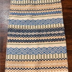 Small Woven Patterned Textile in Blue and Green 18inx28in brand new